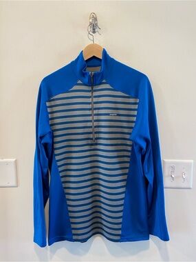 Patagonia mens capilene Half Zip Pullover medium blue base layer outdoors